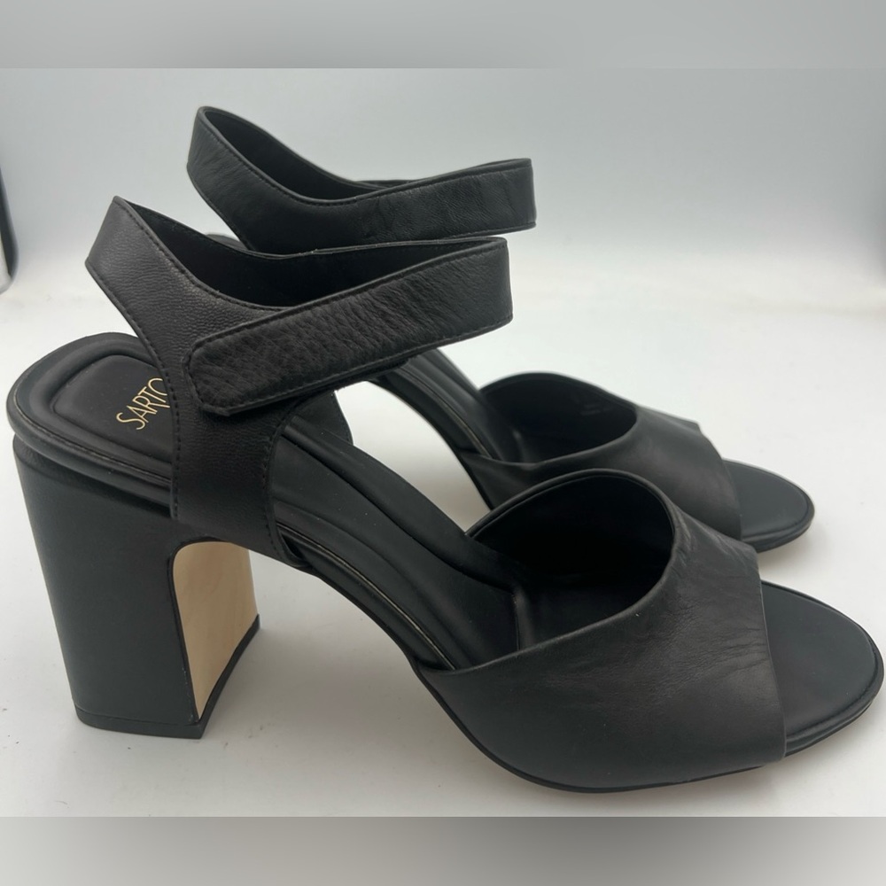 SARTO by Franco Sarto Flexa Natalie Black Leather Ankle Strap Sandal Size 9M NEW